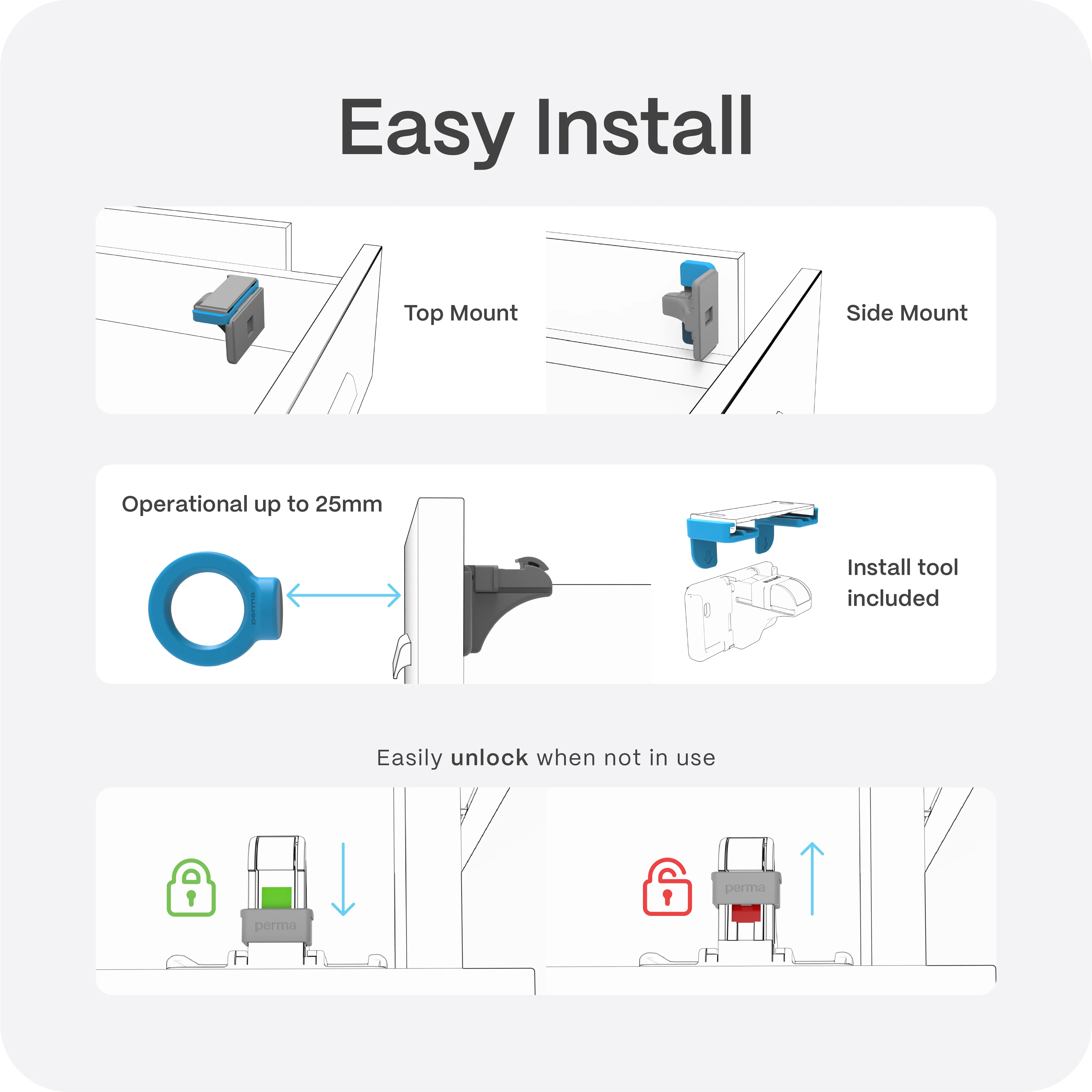 Adhesive Magnetic Cabinet & Drawer Locks With Key - Image 8